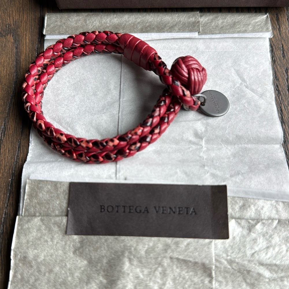 BOTTEGA VENETA SNAKESKIN INTRECOTTA DOUBLE STRAND BRACELET